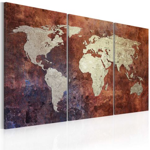 Obraz - Rusty map of the World - triptych - 120x80 - 4wall.cz