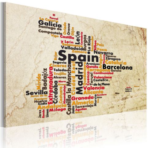 Obraz - Text map: Spanish cities - 60x40 - 4wall.cz