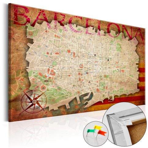 Obraz na korku - Map of Barcelona [Cork Map] - 90x60 - 4wall.cz
