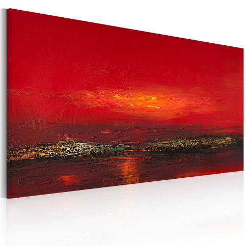 Ručně malovaný obraz - Červený západ slunce nad mořem - 120x60 - 4wall.cz