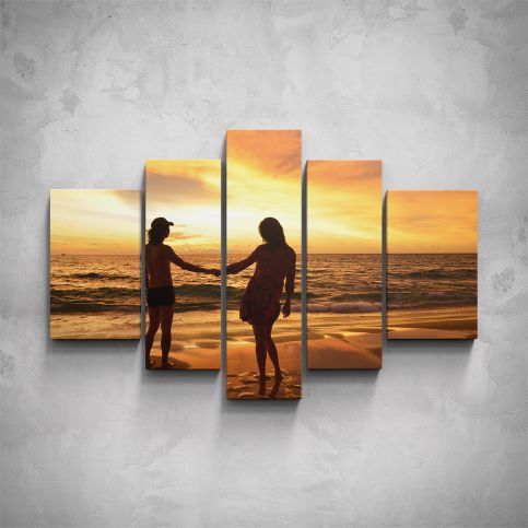 5-dílný obraz - Zamilovaný pár na pláži - PopyDesign - Popydesign