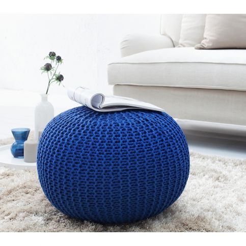 INV Puf Cly 50cm tmavě modrá, ručně pletené - Design4life