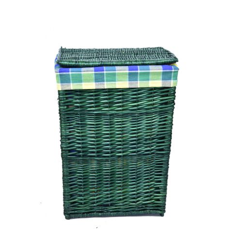 Vingo Hranatý proutěný koš na prádlo lahvově zelené barvy Rozměry (cm): sada 52x39x28|59x44x40 - Vingo