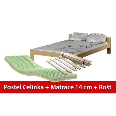 POSTEL CELINKA 160 x 200 + SENDVIČOVÁ MATRACE + ROŠT - maxi-postele.cz