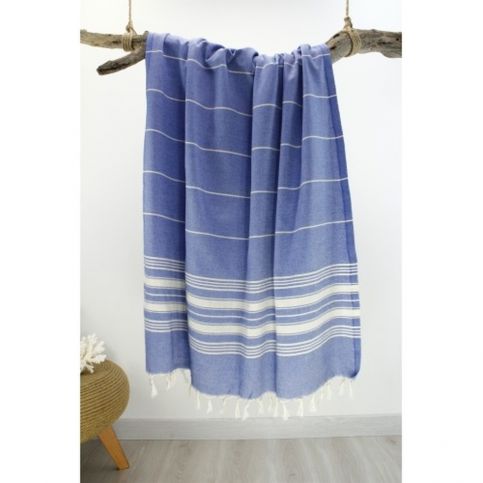 Modrá osuška z čisté bavlny Hammam Yenge Style, 90 x  180 cm - Bonami.cz