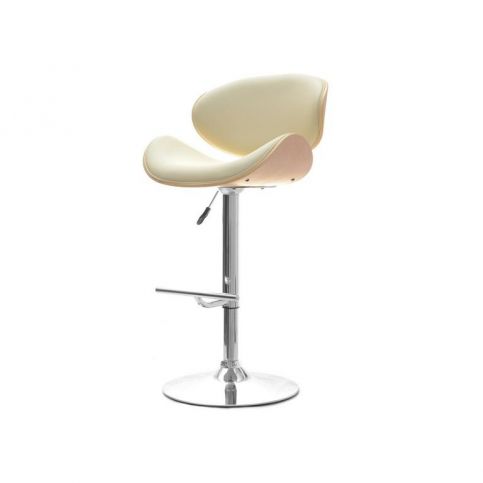 design4life Barová židle IBIZ krémová/dub, chrom - Design4life