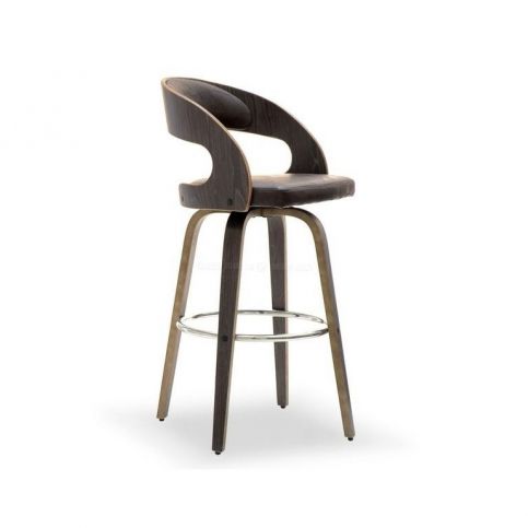 design4life Barová židle Daddy otočná, masiv dub, kůže-vintage - Design4life