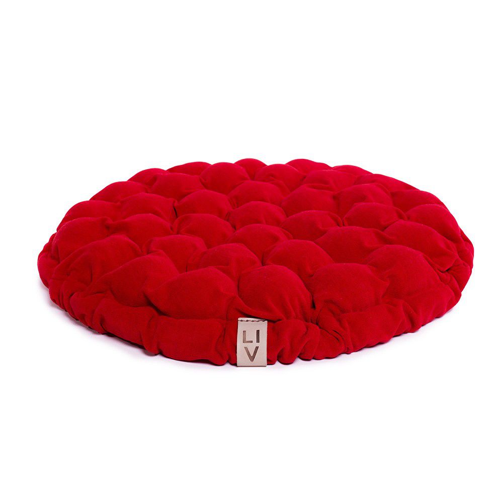 Červený sedací polštářek s masážními míčky Linda Vrňáková Bloom, Ø 65 cm - Bonami.cz