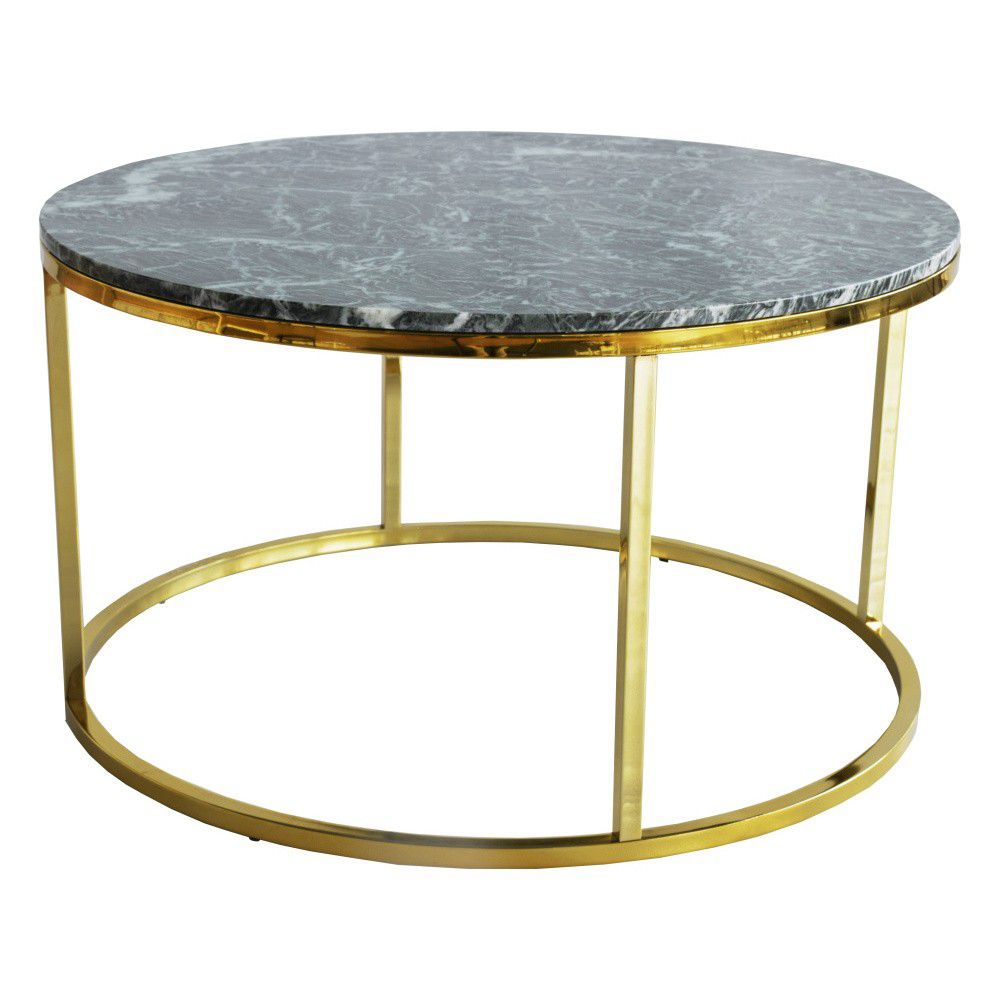 Zelený mramorový konferenční stolek s podnožím ve zlaté barvě RGE Accent, ⌀ 85 cm - Bonami.cz