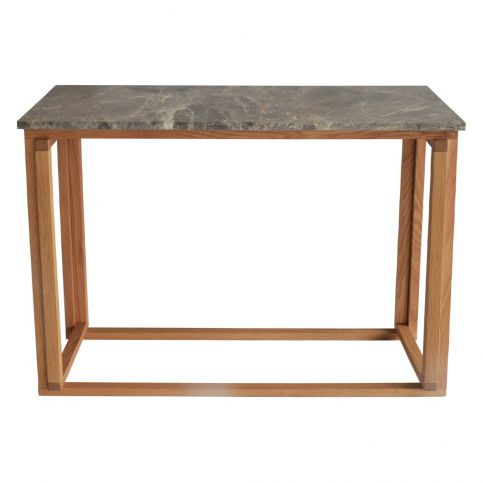 Hnědý mramorový konzolový stolek s podnožím z dubového dřeva RGE Accent, šířka 100 cm - Bonami.cz