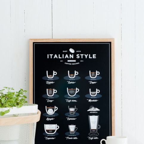 Černý plakát Follygraph Italian Style Coffee, 30 x 40 cm - Bonami.cz