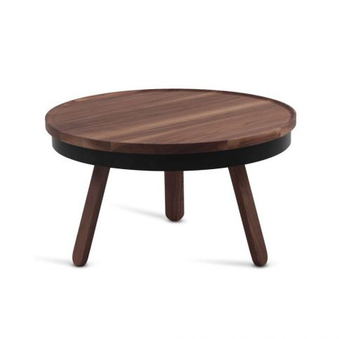 Hnědý odkládací stolek z dubového dřeva s černými detaily a úložným prostorem Woodendot - Bonami.cz