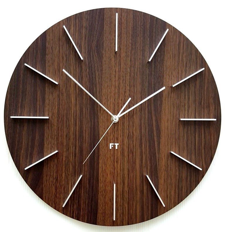 Designové nástěnné hodiny Future Time FT2010WE Round dark natural brown 40cm - 4home.cz