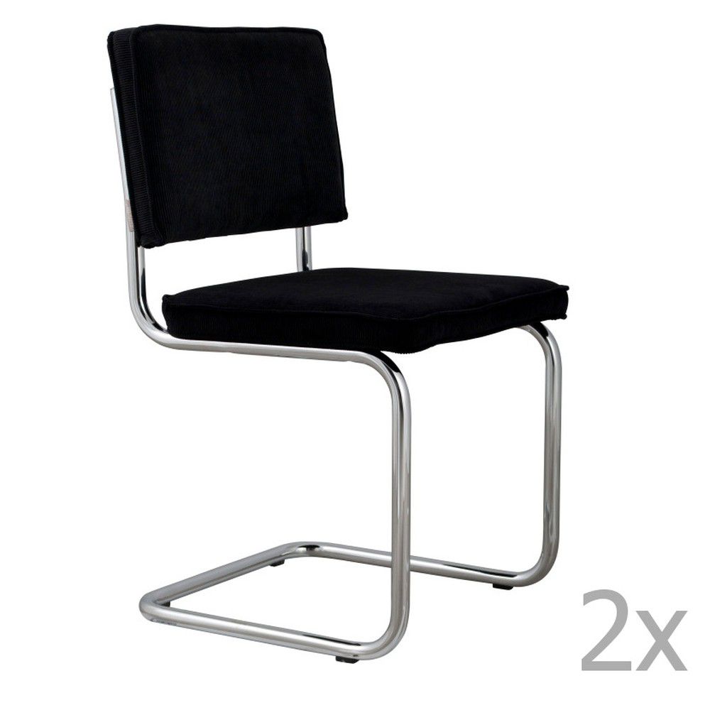Sada 2 černých židlí Zuiver Ridge Rib - Designovynabytek.cz