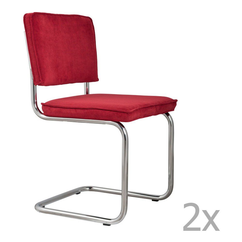 Sada 2 červených židlí Zuiver Ridge Rib - Bonami.cz