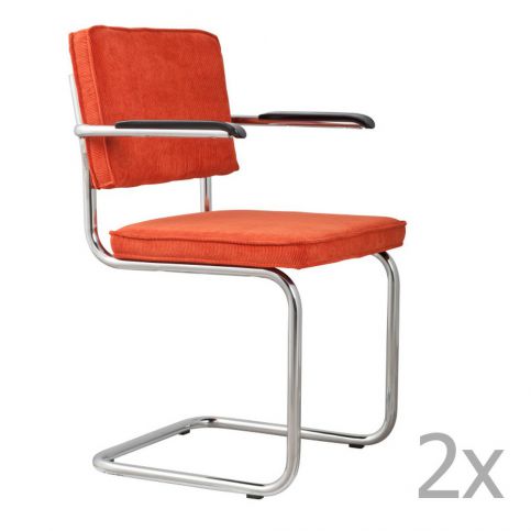 Sada 2 oranžových židlí s područkami Zuiver Ridge Rib - Bonami.cz