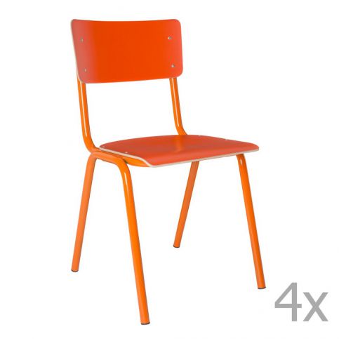 Sada 4 oranžových židlí Zuiver Back to School - Bonami.cz