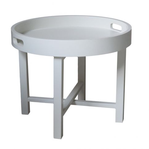 Bílý konferenční stolek z mahagonového dřeva HSM collection Industry, ⌀ 55 cm - Bonami.cz