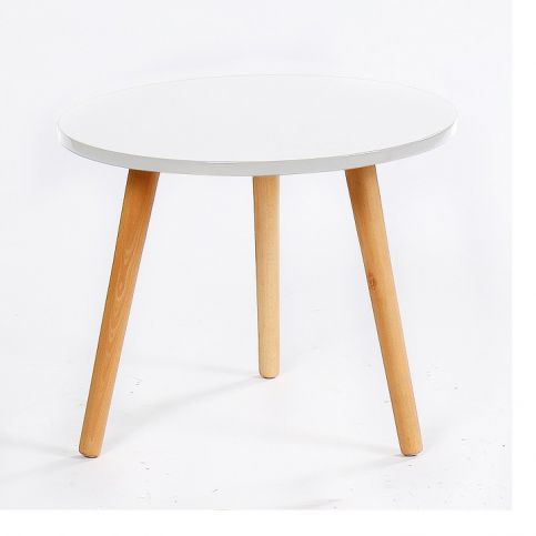 Tempo Kondela Příruční stolek Bazzy 3 - bíla / natural - ATAN Nábytek