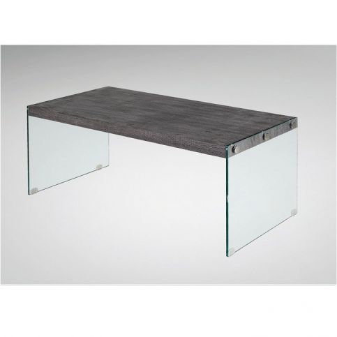 Tempo Kondela Konferenční stolek BOJAN - tvrzené sklo / MDF, vzor dřevo - ATAN Nábytek