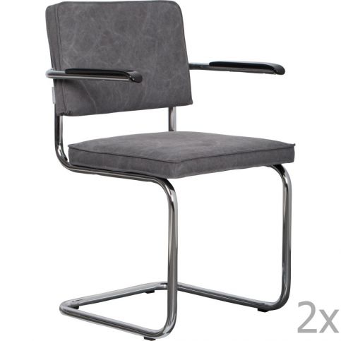 Sada 2 šedých židlí s područkami Zuiver Ridge Rib - Bonami.cz