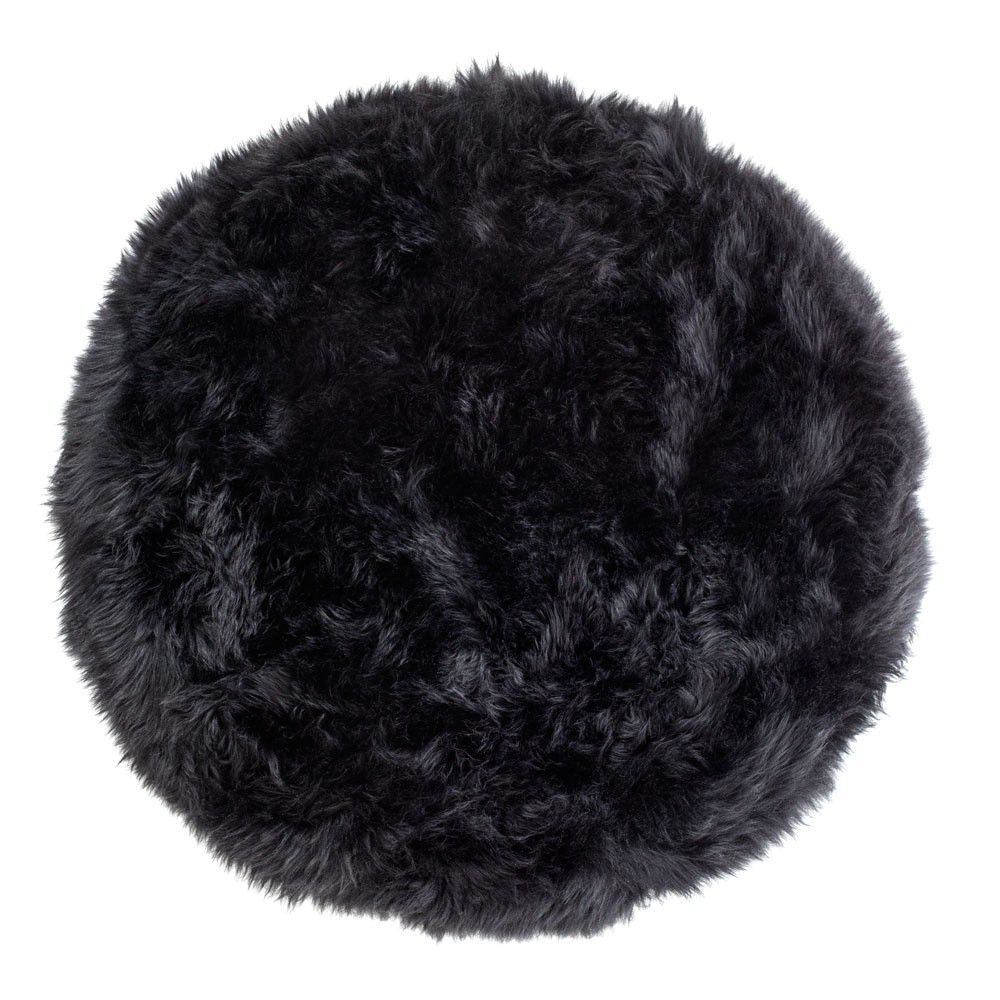 Černý koberec z ovčí kožešiny Royal Dream Zealand, ⌀ 70 cm - Bonami.cz