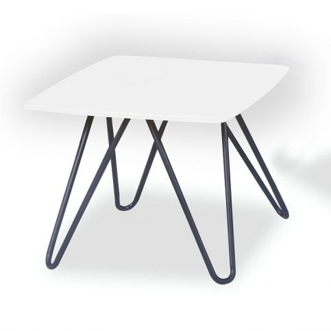 Tempo Kondela Konferenční stolek KANER 1 - bílá vysoký lesk / černá - ATAN Nábytek