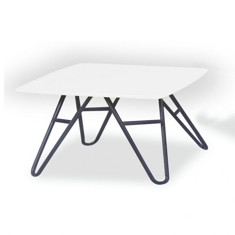 Tempo Kondela Konferenční stolek KANER 2 - bílá vysoký lesk / černá - ATAN Nábytek