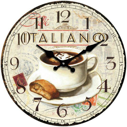 Postershop Nástěnné skleněné hodiny: Cafe Italiano - 30 cm - Favi.cz