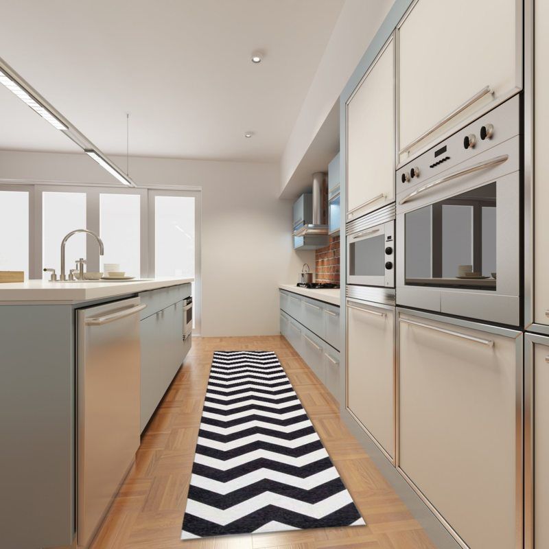 Vysoce odolný kuchyňský koberec Webtappeti Optical Black White, 60 x 150 cm - Favi.cz
