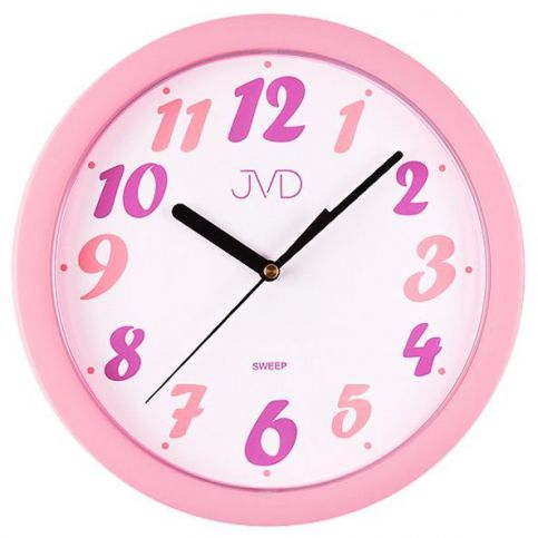 Růžové dětské nástěnné hodiny JVD sweep HP612.21 - Favi.cz