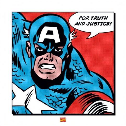 Obraz, Reprodukce - Captain America - For Truth and Justice, (40 x 40 cm) - Favi.cz