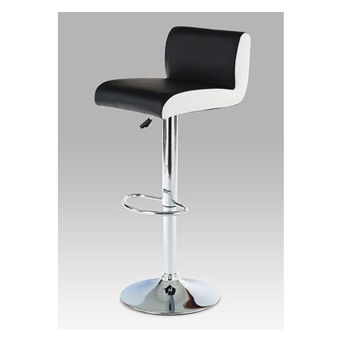 Barová židle, chrom / koženka černá s bílými boky AUB-355 BK Autronic - Favi.cz