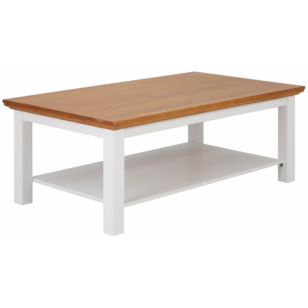Bílý konferenční stolek z masivního borovicového dřeva s přírodní deskou Støraa Monty - Bonami.cz