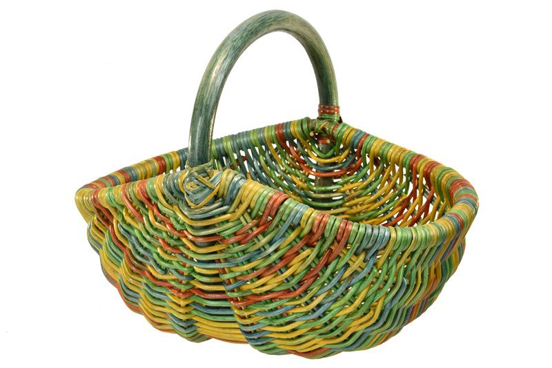 Vingo Ratanový nákupní košík barevný Rozměry (cm): 45x36, v. 37, v. opletu 24 - Vingo