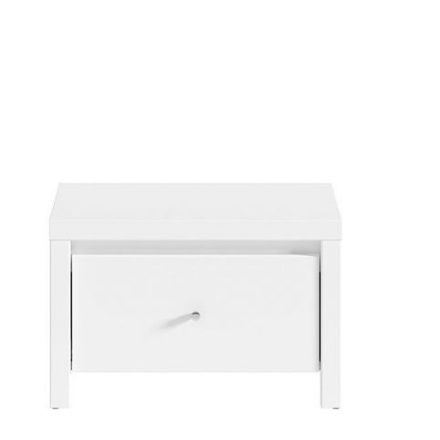 BRW Noční stolek Karet KOM1S - Úchyt stříbrný Bílá - ATAN Nábytek