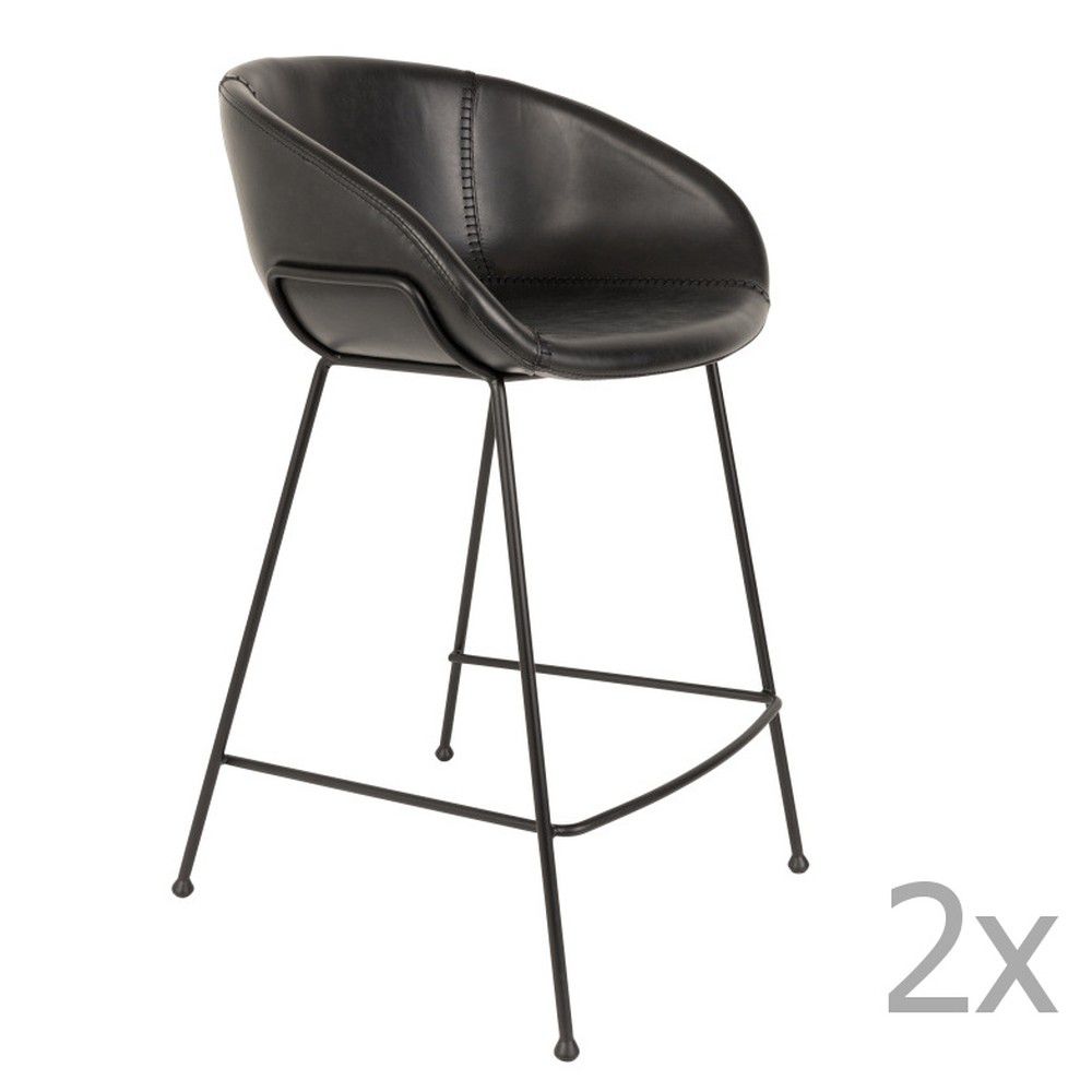 Sada 2 černých barových židlí Zuiver Feston, výška sedu 65 cm - Bonami.cz