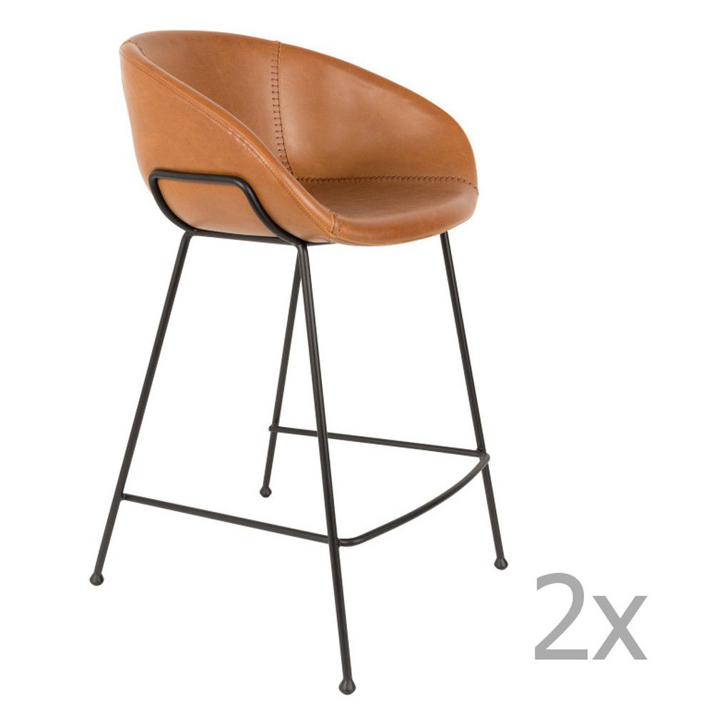 Sada 2 hnědých barových židlí Zuiver Feston, výška sedu 65 cm - Bonami.cz