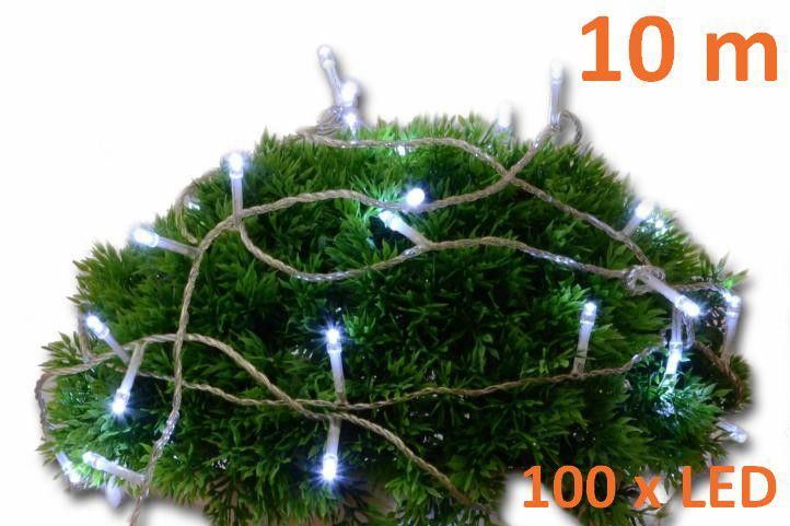 Vánoční LED řetěz - 10 m, 100 diod, studeně bílý - OEM D02138 - Favi.cz