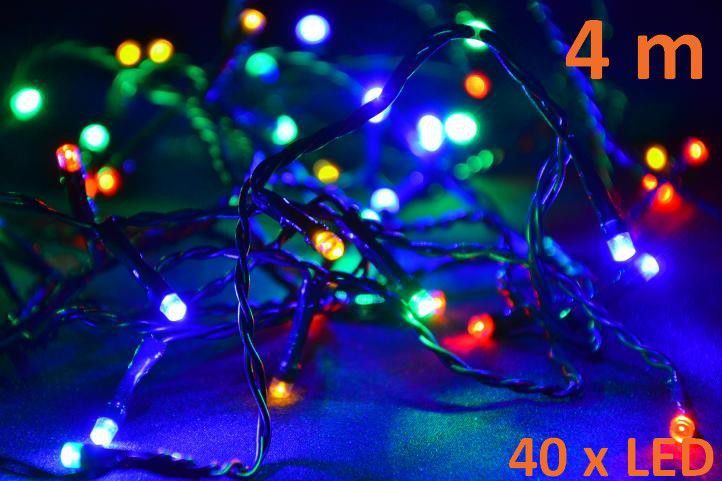 Vánoční LED řetěz - 4 m, 40 LED, barevný - OEM D05947 - Favi.cz