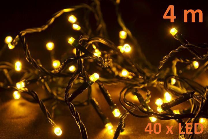 Vánoční LED řetěz - 4 m, 40 LED, teple bílý - OEM D05953 - Favi.cz