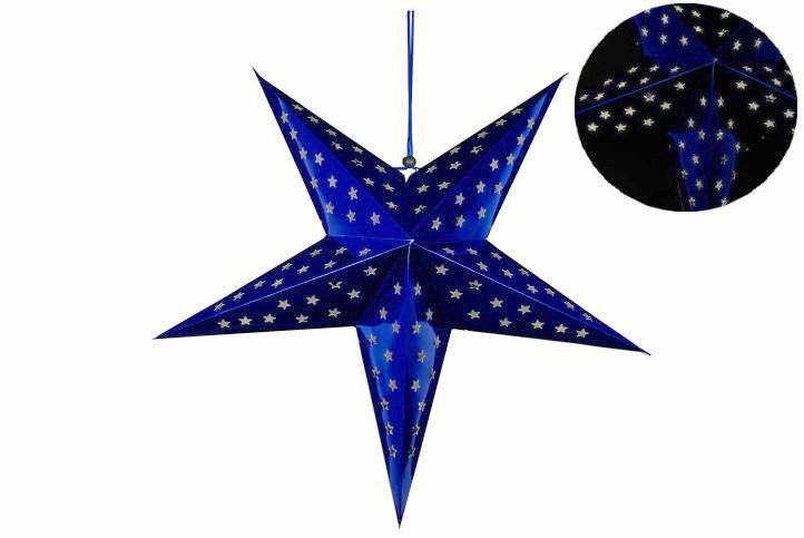 Vánoční hvězda s časovačem 60 cm, 10 LED, modrá - OEM D29227 - Favi.cz