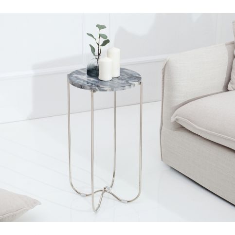 INV Odkládací stolek Edel šedý mramor, stříbrná - Design4life