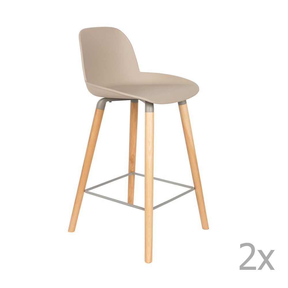 Sada 2 béžovošedých barových židlí Zuiver Albert Kuip, výška sedu 65 cm - Bonami.cz