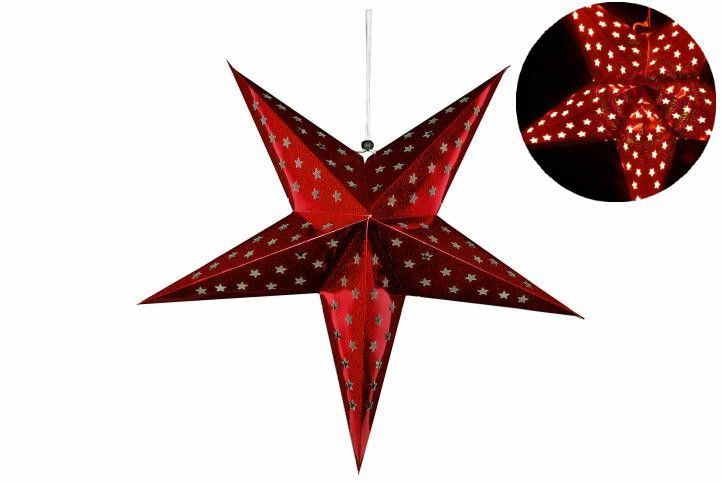 Vánoční hvězda s časovačem 60 cm, 10 LED, červená - OEM D32548 - Favi.cz