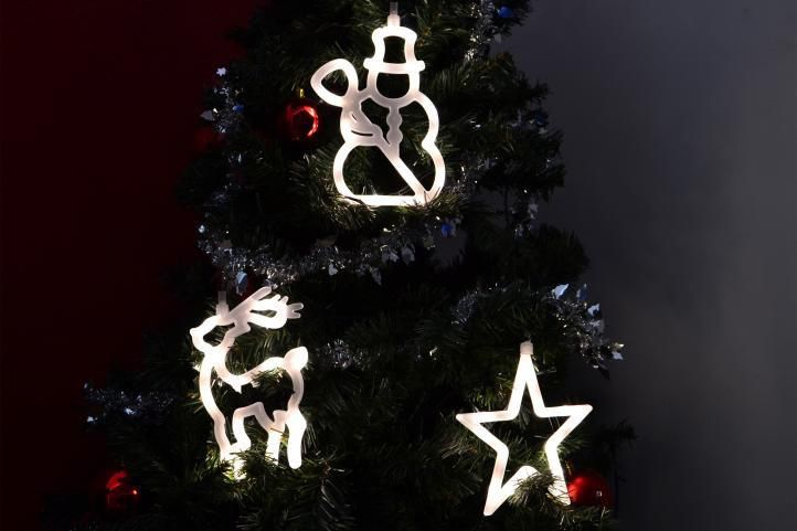 Vánoční dekorace na okno - hvězda, sněhulák, sob, LED FROST - OEM D32549 - Favi.cz