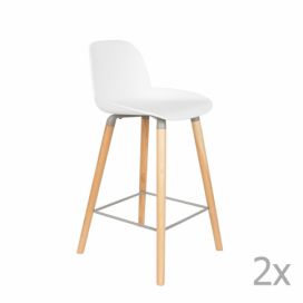 Sada 2 bílých barových židlí Zuiver Albert Kuip, výška sedu 65 cm