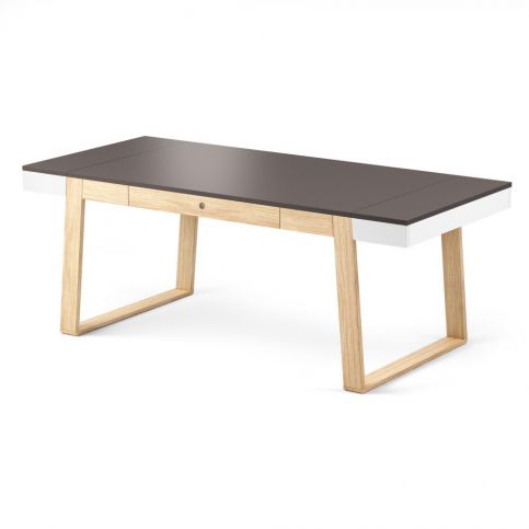 Jídelní stůl z dubového dřeva s šedými detaily Absynth Magh, 198 x 100 cm - Bonami.cz