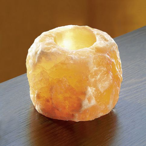 Svícen ze solného krystalu - přírodní - Velký Košík