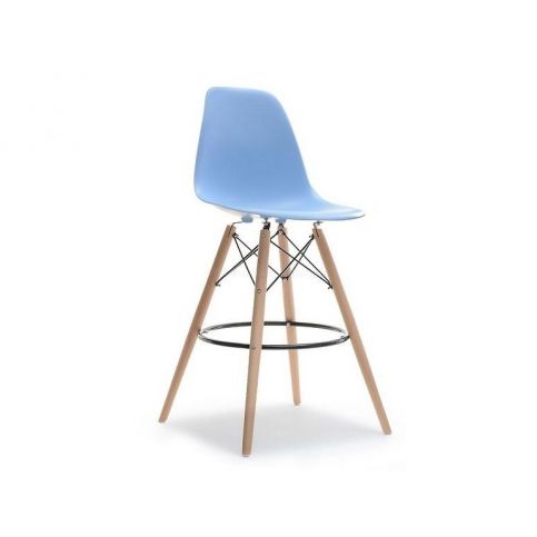 design4life Barová židle MOBI Modrá - dřevěná podnož - Design4life